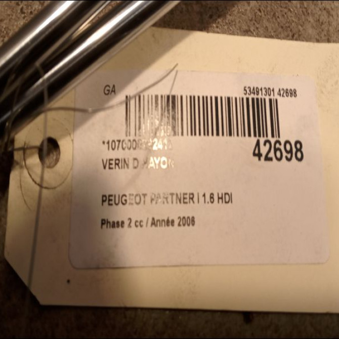 Verin droit hayon occasion PEUGEOT PARTNER I Phase 2 11-2002->05-2008 1.6 HDI 16v 90ch 8731E0 2