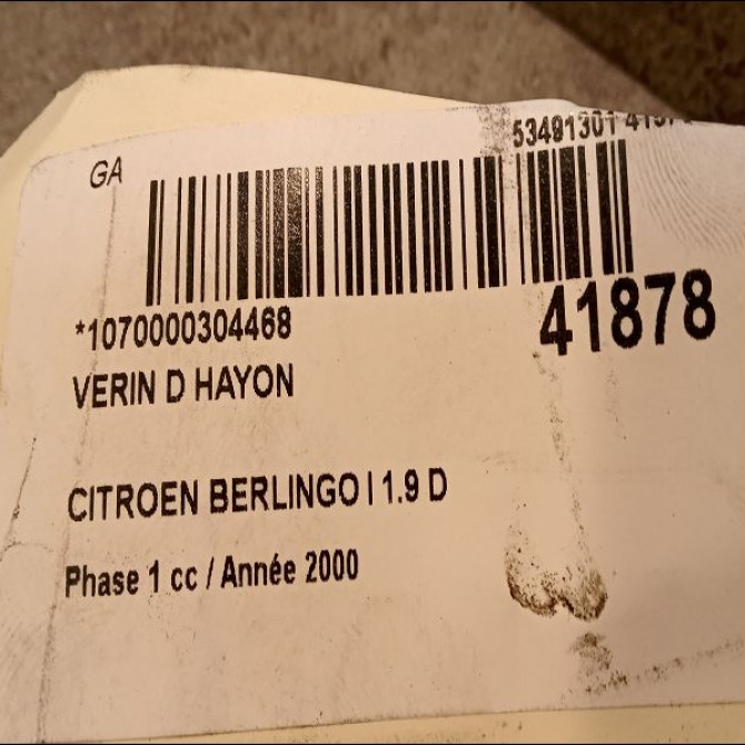 Verin droit hayon occasion CITROEN BERLINGO I Phase 1 09-1996->11-2002 1.9 D 8731E0 2