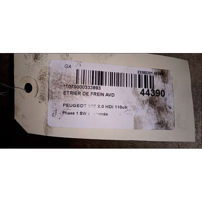 Etrier de frein avant droit occasion PEUGEOT 307 Phase 1 SW 03-2002->07-2004 2.0 HDi 110ch 4400N3 3