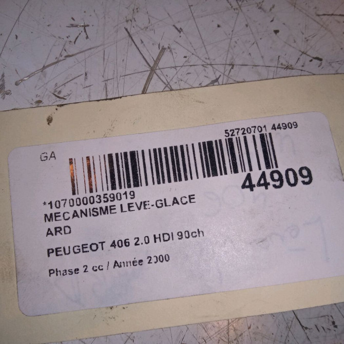 Mecanisme leve-glace arrière droit occasion PEUGEOT 406 Phase 2 04-1999->04-2004 2.0 HDI 90ch 922437 4
