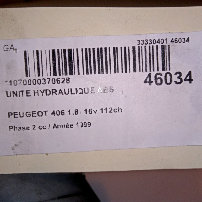 Unité hydraulique ABS occasion PEUGEOT 406 Phase 2 04-1999->04-2004 1.8i 16v 112ch 4541W0 5