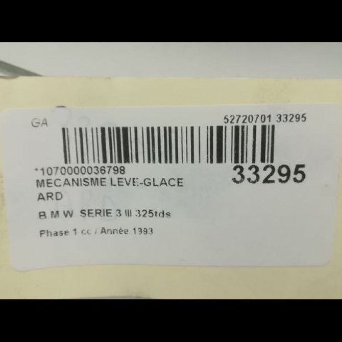 Mecanisme leve-glace arrière droit occasion B.M.W. SERIE 3 III Phase 1 01-1991->04-1998 325tds 51348227348 4
