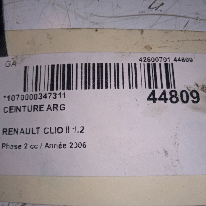 Ceinture arrière gauche occasion RENAULT CLIO II Phase 2 06-2001->07-2006 1.2 8200282145 4