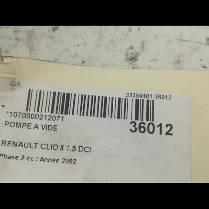 Pompe a vide occasion RENAULT CLIO II Phase 2 06-2001->07-2006 1.5 DCI 65ch 146502217R 3