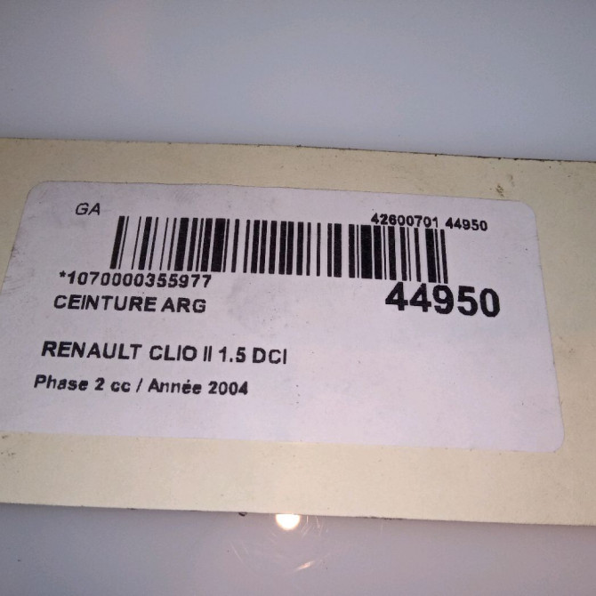 Ceinture arrière gauche occasion RENAULT CLIO II Phase 2 06-2001->07-2006 1.5 DCI 65ch 8200282139 4