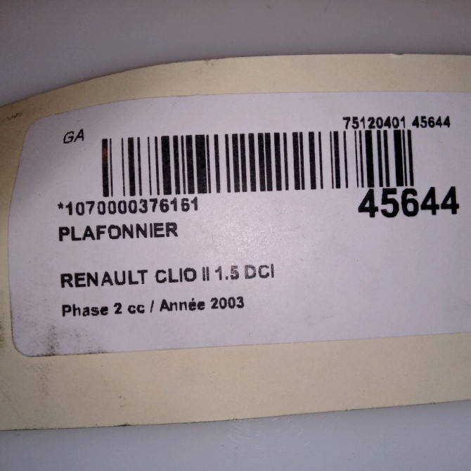 Plafonnier occasion RENAULT CLIO II Phase 2 06-2001->07-2006 1.5 DCI 65ch 4