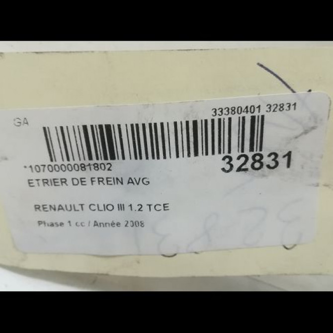 Etrier de frein avant gauche occasion RENAULT CLIO III Phase 1 09-2005->03-2009 1.2 TCE 16v 100ch 7701208332 3