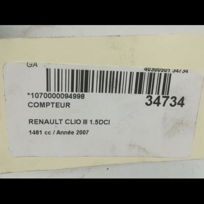 Compteur occasion RENAULT CLIO III Phase 1 09-2005->03-2009 1.2 TCE 16v 100ch 8201031461 4