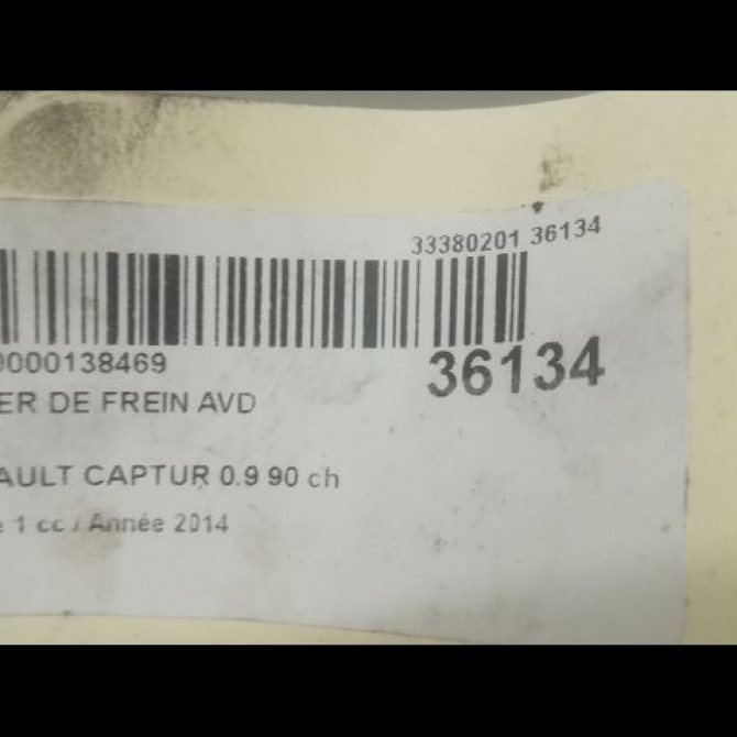 Etrier de frein avant droit occasion RENAULT CAPTUR Phase 1 02-2013->... 0.9 90 ch 7701208333 3