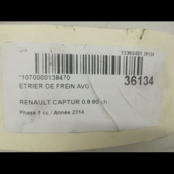 Etrier de frein avant gauche occasion RENAULT CAPTUR Phase 1 02-2013->... 0.9 90 ch 7701208332 3
