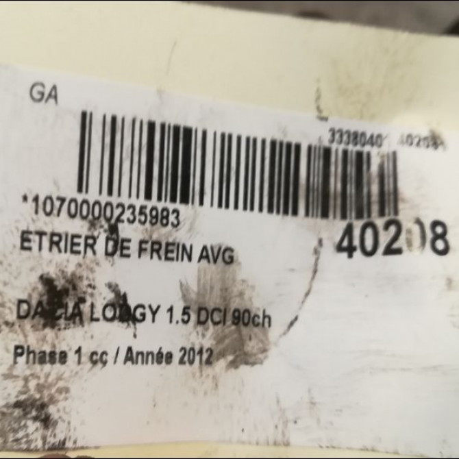 Etrier de frein avant gauche occasion DACIA LODGY Phase 1 01-2012->... 1.5 DCI 90ch 7701208332 3