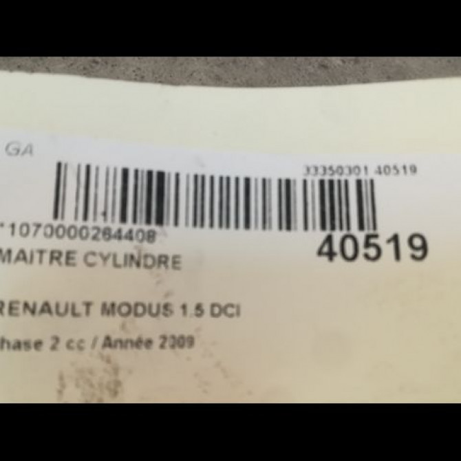 Maitre cylindre occasion RENAULT MODUS Phase 2 01-2008->12-2012 1.5 DCI 85ch 7701208838 2