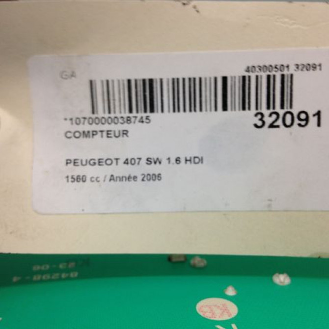 Compteur occasion PEUGEOT 407 phase 1 SW 07-2004->07-2008 1.6 HDI 110ch 610396 5
