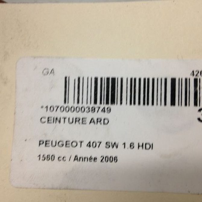 Ceinture arrière droite occasion PEUGEOT 407 phase 1 SW 07-2004->07-2008 1.6 HDI 110ch 8974HK 3