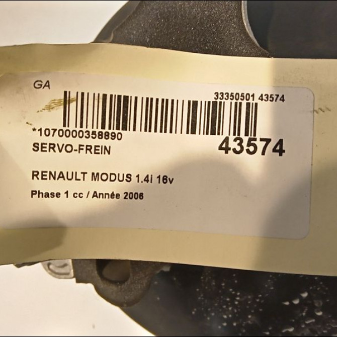 Servo-frein occasion RENAULT MODUS Phase 1 09-2004->12-2007 1.4i 16v 7701208837 3