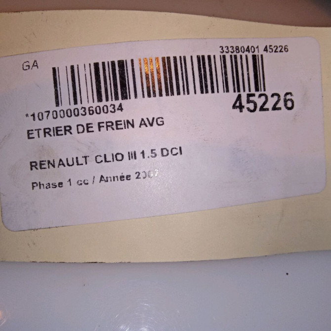 Etrier de frein avant gauche occasion RENAULT CLIO III Phase 1 09-2005->03-2009 1.5 DCI 70ch 7701208332 4