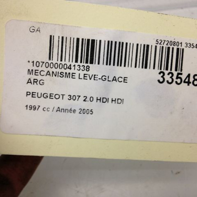 Mecanisme leve-glace arrière gauche occasion PEUGEOT 307 Phase 1 04-2001->06-2005 1.4 HDI 8v 70ch 9223A1 3