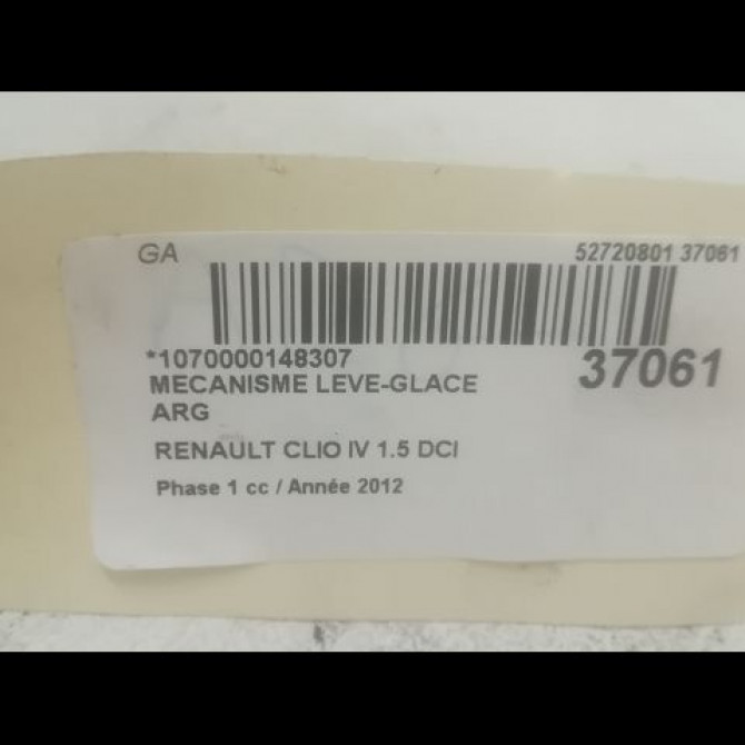 Mecanisme leve-glace arrière gauche occasion RENAULT CLIO IV Phase 1 07-2012->... 1.5 DCI 90ch 827013204R 3