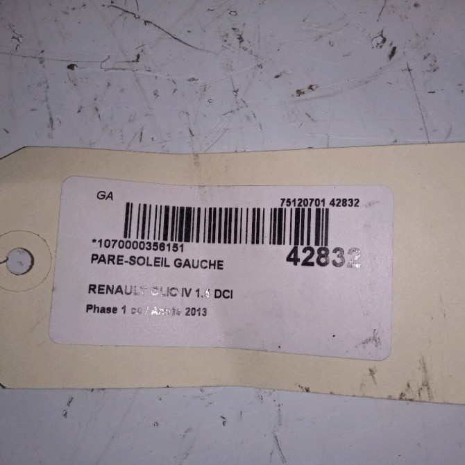 Pare-soleil gauche occasion RENAULT CLIO IV Phase 1 07-2012->... 1.5 DCI 90ch 964010303R 3