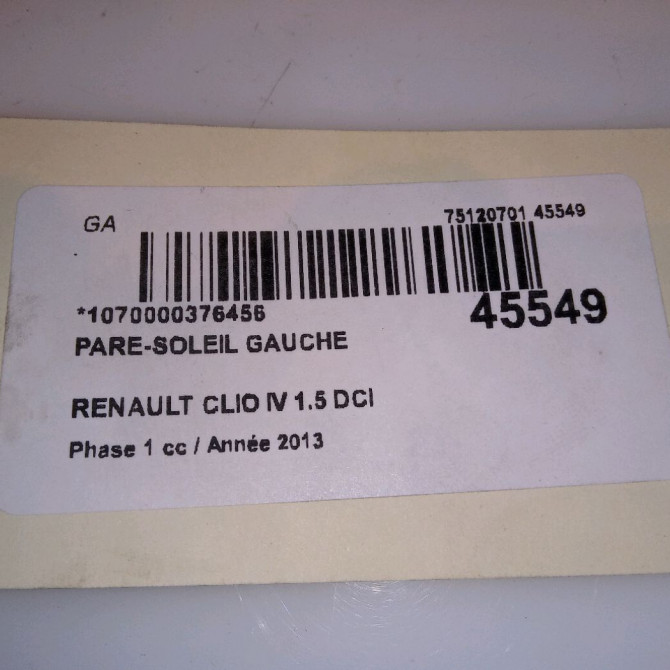 Pare-soleil gauche occasion RENAULT CLIO IV Phase 1 07-2012->... 1.5 DCI 90ch 964010303R 4