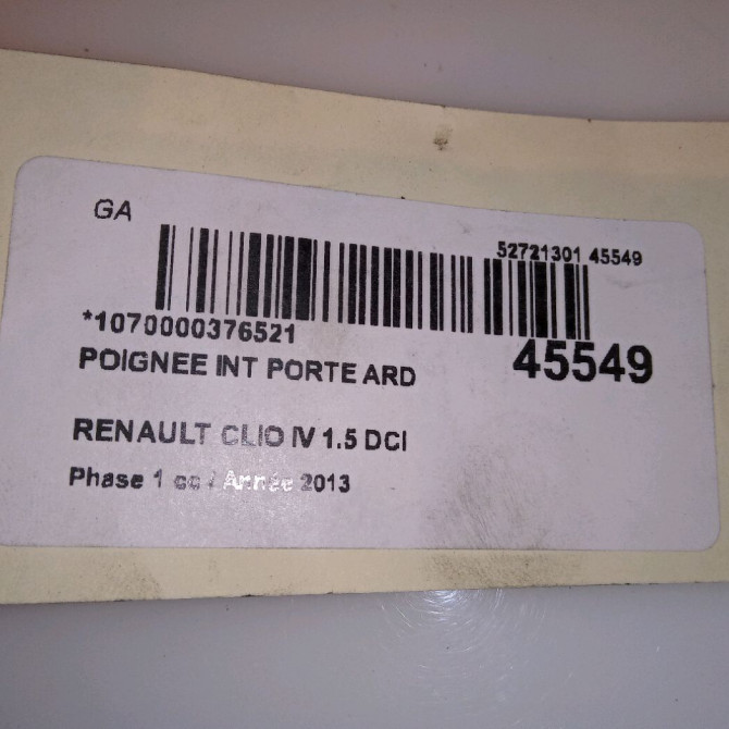 Poignee int porte ard occasion RENAULT CLIO IV Phase 1 07-2012->... 1.5 DCI 90ch 826724399R 4