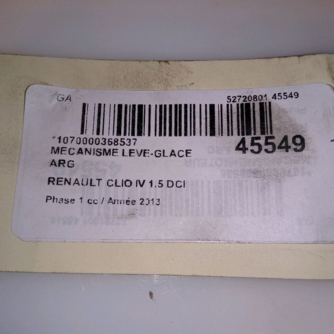 Mecanisme leve-glace arrière gauche occasion RENAULT CLIO IV Phase 1 07-2012->... 1.5 DCI 90ch 827013204R 4
