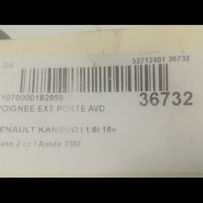 Poignee ext porte avd occasion RENAULT KANGOO I Phase 2 03-2003->06-2010 1.6i 16v 95ch 8200316702 3