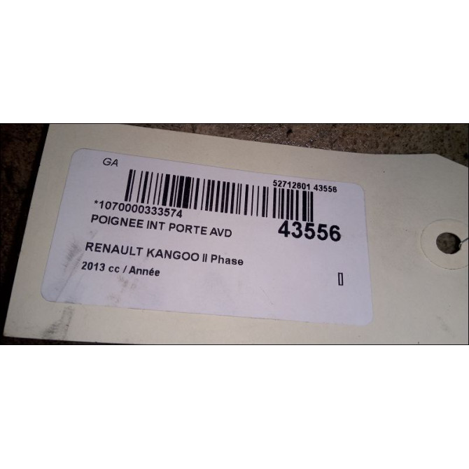 Poignee int porte avd occasion RENAULT KANGOO II Phase 1 01-2008->03-2013 8200310580 3