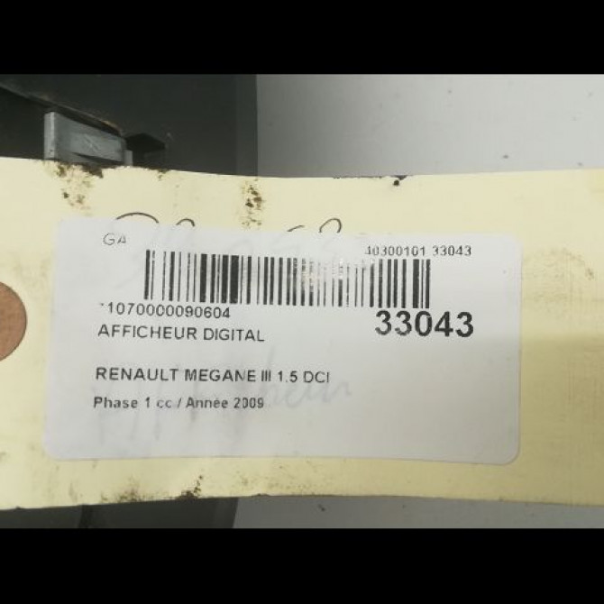Afficheur digital occasion RENAULT MEGANE III Phase 1 11-2008->01-2012 1.5 DCI 105ch 3