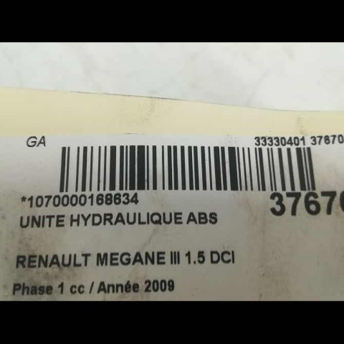 Unité hydraulique ABS occasion RENAULT MEGANE III Phase 1 11-2008->01-2012 1.5 DCI 105ch 476604075R 4