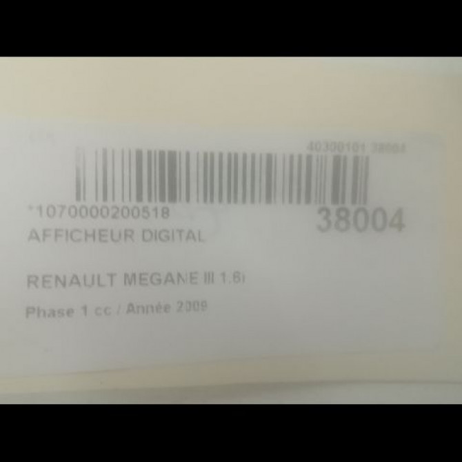Afficheur digital occasion RENAULT MEGANE III Phase 1 11-2008->01-2012 1.6i 16v 110ch 3