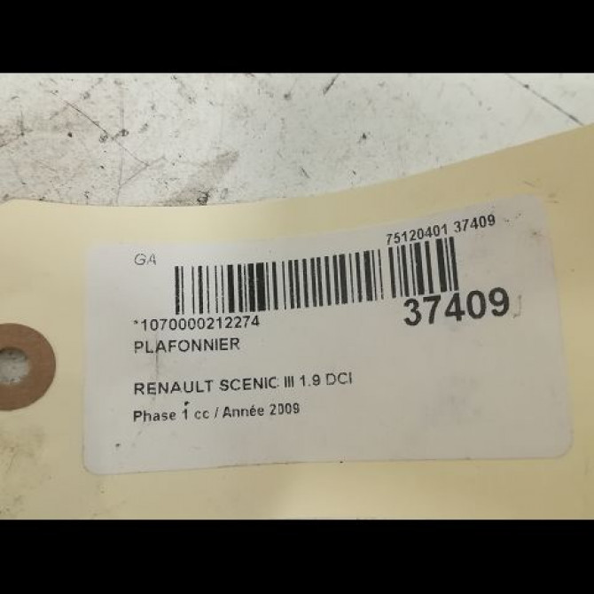 Plafonnier occasion RENAULT SCENIC III Phase 1 04-2009->11-2011 1.9 DCI 130ch 264300008R 3