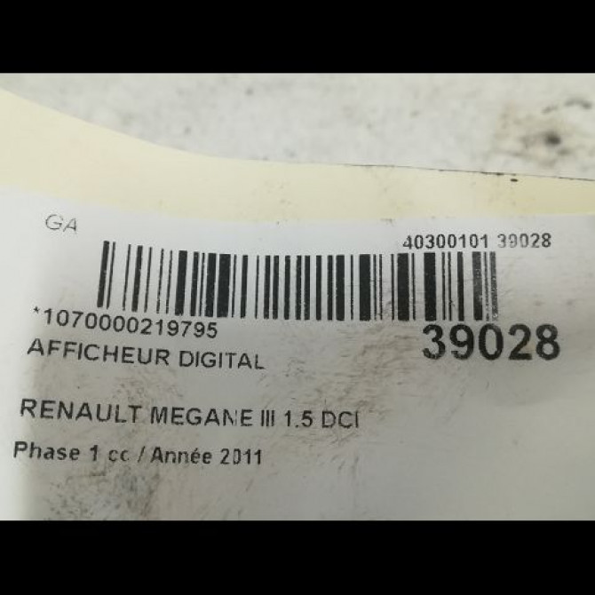Afficheur digital occasion RENAULT MEGANE III Phase 1 11-2008->01-2012 1.5 DCI 90ch 3