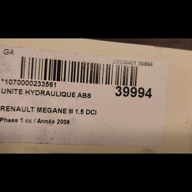 Unité hydraulique ABS occasion RENAULT MEGANE III Phase 1 11-2008->01-2012 1.5 DCI 105ch 476604075R 4