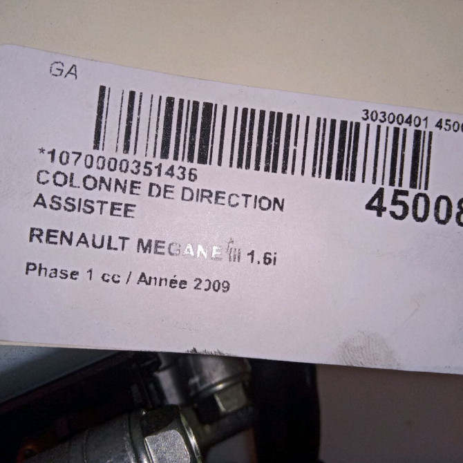 Colonne de direction assistee occasion RENAULT MEGANE III Phase 1 11-2008->01-2012 1.6i 16v 110ch 488100603R 4