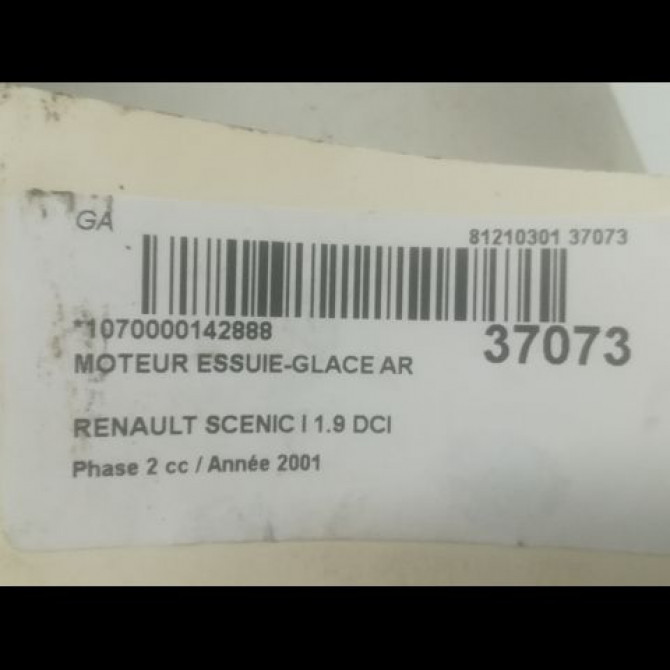 Moteur essuie-glace arrière occasion RENAULT SCENIC I Phase 2 08-1999->06-2003 1.9 DCI 100ch 7700433890 3