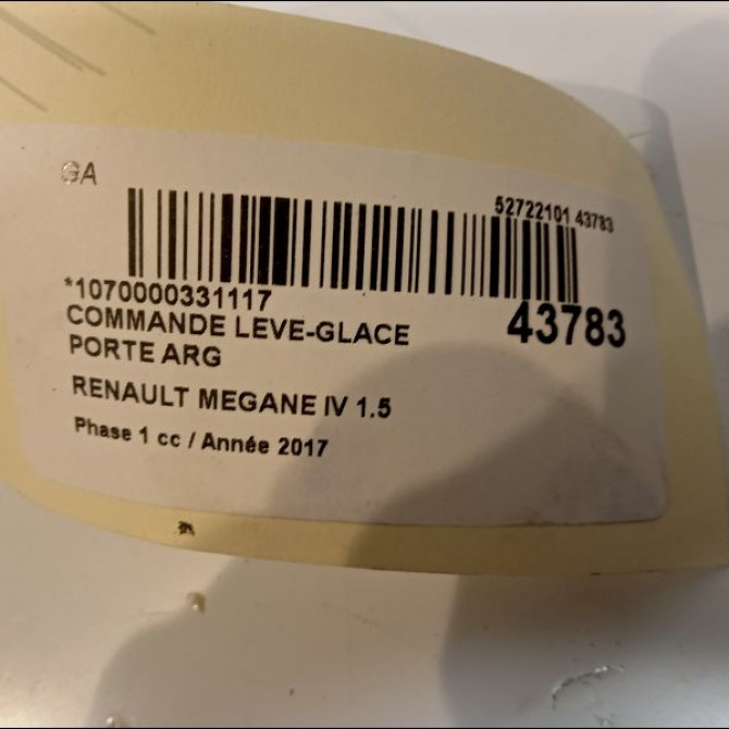 Commande leve-glace porte arrière gauche occasion RENAULT MEGANE IV Phase 1 12-2015->... 1.5 DCI 8v 110ch 254214896R 3