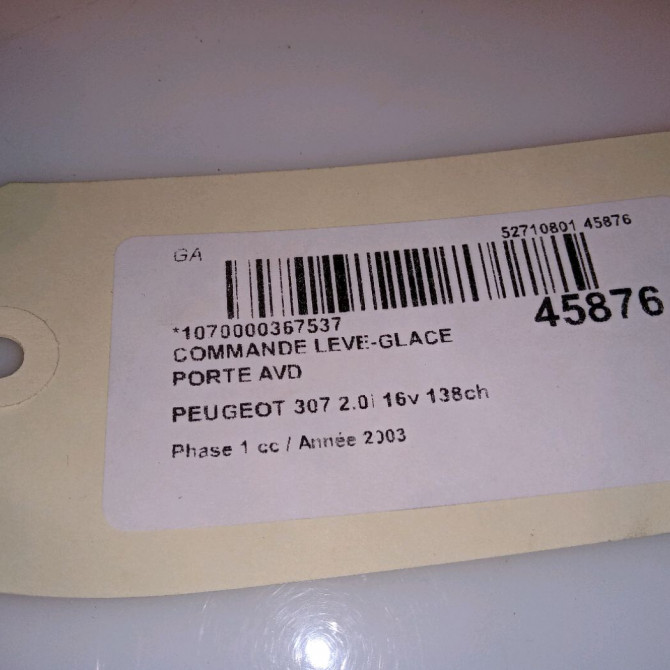 Commande lève-glace porte avant droite occasion PEUGEOT 307 Phase 1 04-2001->06-2005 2.0i 16v 138ch 6554E7 4