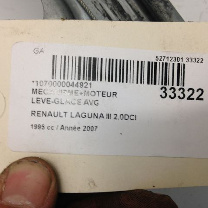 Mecanisme+moteur leve-glace avg occasion RENAULT LAGUNA III Phase 1 10-2007->10-2010 2.0 DCI 130ch 807010002R 5