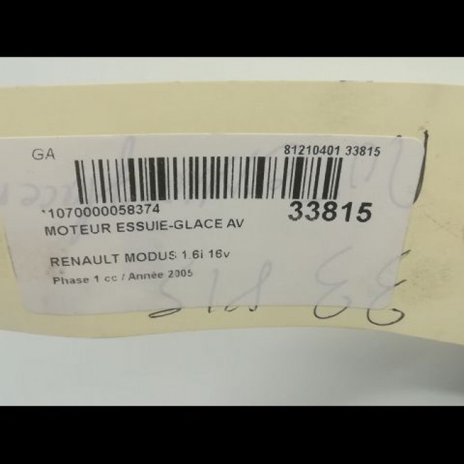 Moteur essuie-glace avant occasion RENAULT MODUS Phase 1 09-2004->12-2007 1.6i 16v 7701208057 4