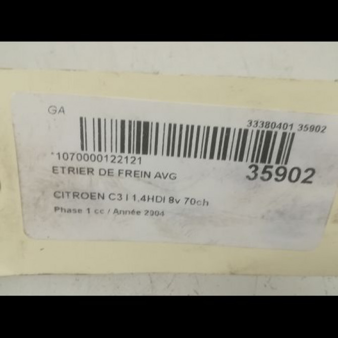Etrier de frein avant gauche occasion CITROEN C3 I Phase 1 04-2002->10-2005 1.4HDI 8v 70ch 4401E0 3
