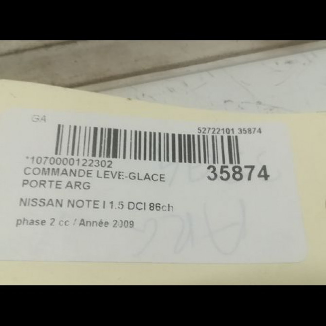 Commande leve-glace porte arrière gauche occasion NISSAN NOTE I phase 2 03-2009->02-2014 1.5 DCI 86ch 25411ED03A 3