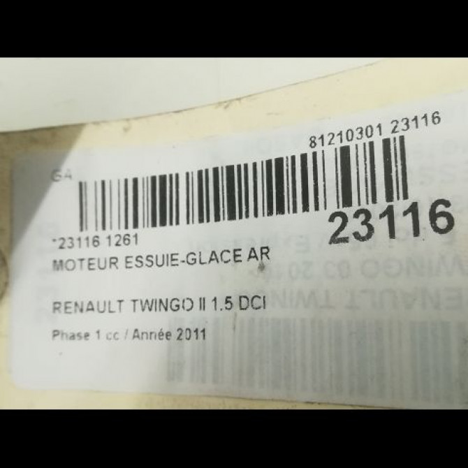 Moteur essuie-glace arrière occasion RENAULT TWINGO II Phase 1 06-2007->11-2011 1.5 DCI 75ch 8200311486 4