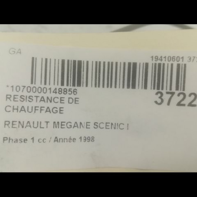 Resistance de chauffage occasion RENAULT MEGANE SCENIC I Phase 1 09-1996->08-1999 1.6 7701045870 2
