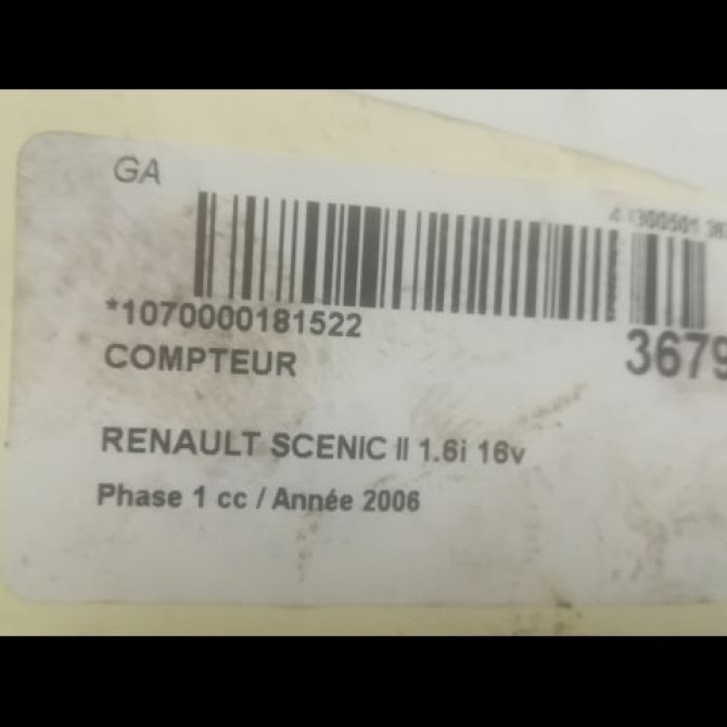 Compteur occasion RENAULT SCENIC II Phase 1 03-2004->09-2006 1.6i 16v 7701068191 4