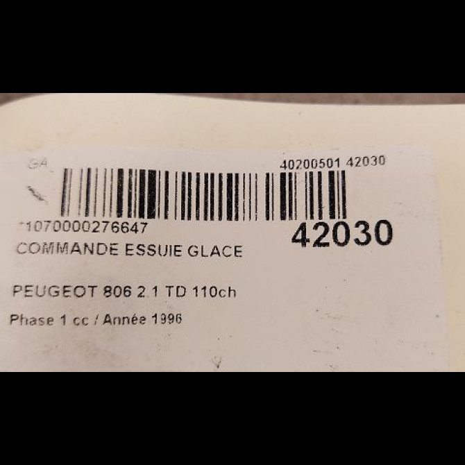 Commande essuie glace occasion PEUGEOT 806 Phase 1 06-1994->12-2001 2.1 TD 110ch 623961 3