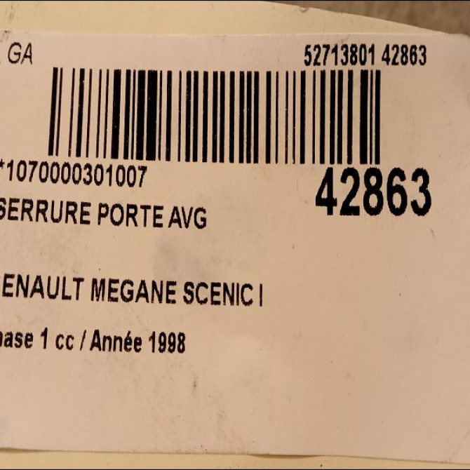 Serrure porte avg occasion RENAULT MEGANE SCENIC I Phase 1 09-1996->08-1999 1.9 D 7701469180 3
