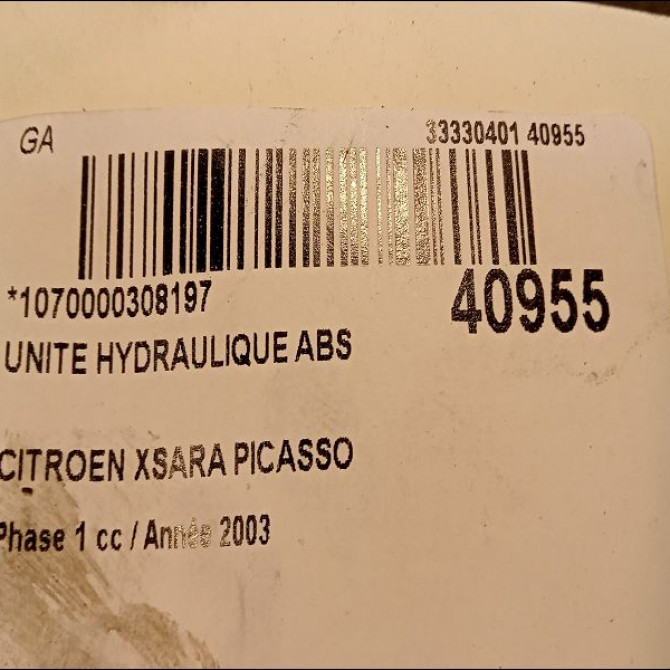 Unité hydraulique ABS occasion CITROEN XSARA PICASSO Phase 1 12-1999->02-2004 2.0 HDi 90ch 454150 4