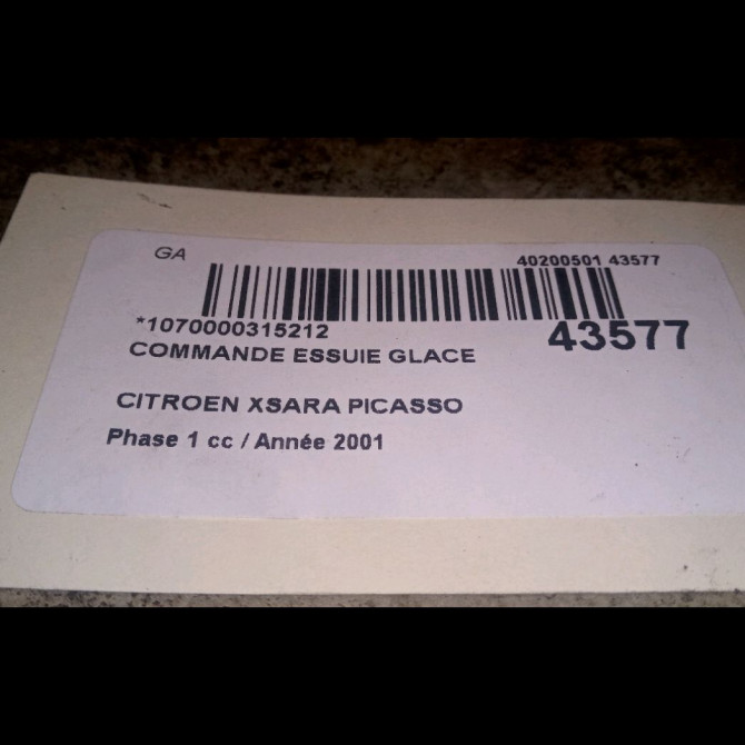 Commande essuie glace occasion CITROEN XSARA PICASSO Phase 1 12-1999->02-2004 2.0 HDi 90ch 623961 3