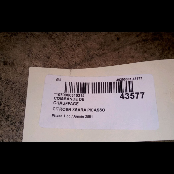 Commande de chauffage occasion CITROEN XSARA PICASSO Phase 1 12-1999->02-2004 2.0 HDi 90ch 6451LV 3